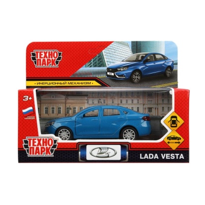 Машина металл LADA vesta 11,5 см, двери, синий, кор. Технопарк   VESTA-12-BU2