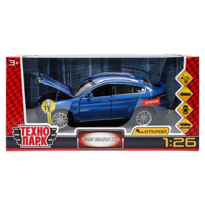 Машина металл свет-звук BMW X6, 20 см, двери, капот, багажник Технопарк 68250А