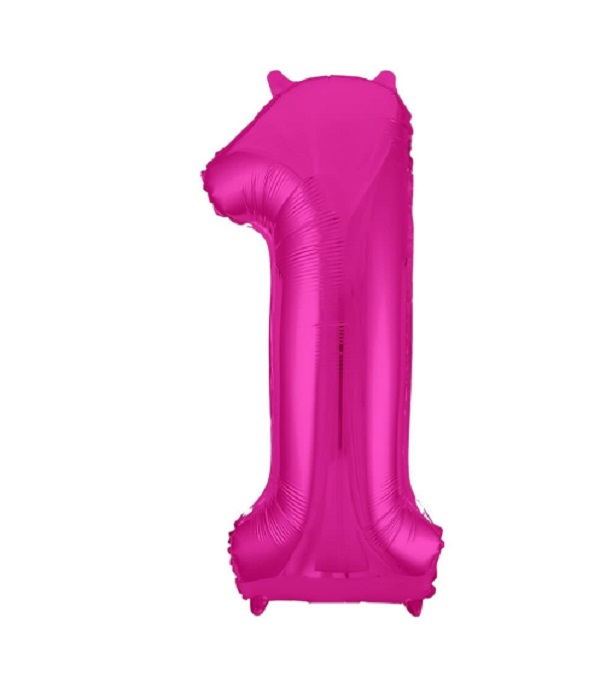 Шар (40''/102 см) Цифра, 1, Slim, Фуше, в упаковке 1 шт. 754511