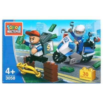 Конструктор "Город мастеров" погоня за воришкой, с фигурками, 30дет. 3058-UU