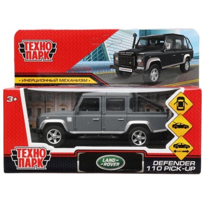 Машина металл LAND ROVER DEFENDER PICKUP МАТОВЫЙ 12 см, двер, багаж. Технопарк DEFPICKUP-12MAT-GY
