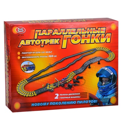 Автотрек "Параллельные гонки" (460 см.) от сети 220 в, в коробке 0818 / 0021022