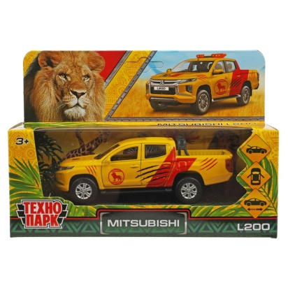 Машина металл MITSUBISHI L200 САФАРИ 13 см, двер, баг, инер, желтый, кор. Технопарк  L200-12SAF-YE