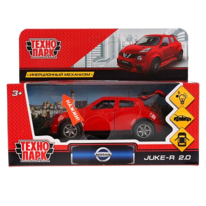 Машина металл свет-звук "NISSAN JUKE-R 2.0" 12см, инерц, КРАСНЫЙ в кор. Технопарк JUKE-RDS-SL