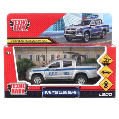 Машина металл MITSUBISHI L200 PICKUP ПОЛИЦИЯ 13 см, двери, багаж, кор. L200-12POL-ARMSR