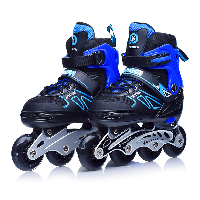 Роликовые коньки , PU колёса со светом, размер S, черно-синие,  U001751Y / 393791