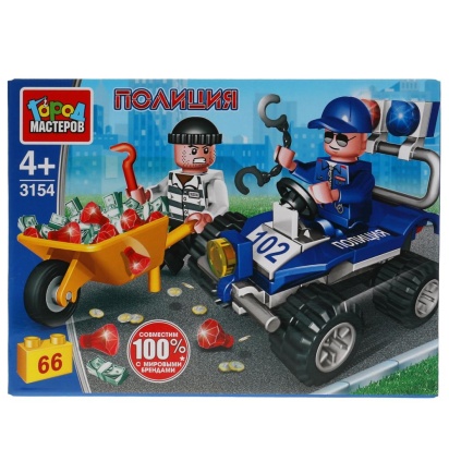 Конструктор "погоня за воришкой на квадроцикле", 66дет. в кор. 3154-KK