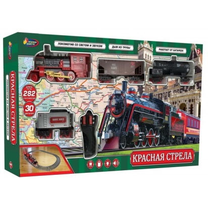 ЖЕЛЕЗНАЯ ДОРОГА "ИГРАЕМ ВМЕСТЕ" "КРАСНАЯ СТРЕЛА" НА Р/У, С ДЫМОМ, СВЕТ+ЗВУК, 282СМ B1493199-R