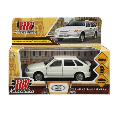 Машина металл LADA -2114 "SAMARA" 12 см, двер, баг, ин, белый, кор. Технопарк   2114-12-WH (72)