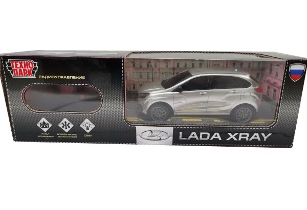Машина р/у LADA XRAY 18 см, свет, сереб, кор. Технопарк LADAXRAY-18L-GY
