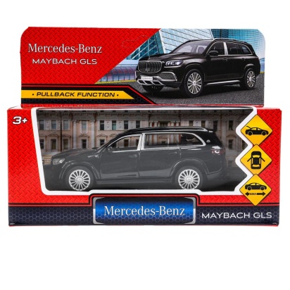 Машина металл MERCEDES-BENZ gls maybach 12см, дв,баг,ин,черный, кор. Технопарк   MAYBCHGLS-12-BK