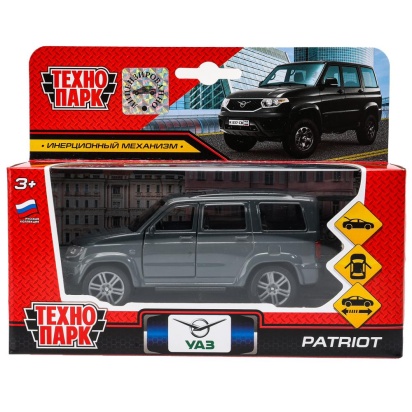 Машина металл UAZ patriot, 12 см, дв., багаж., инерц., серый, кор. Технопарк   SB-17-81-UP-GY-WB