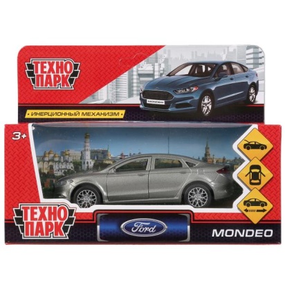 Машина металл FORD MONDEO, длина 12 см, откр дв, багаж, инерц, серый. Технопарк, MONDEO-GY