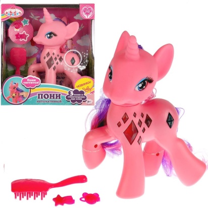 ПОНИ ТМ "КАРАПУЗ" ПЛАСТИКОВАЯ 19СМ, СВЕТИТСЯ, 4 ПЕСНИ, С АКСЕССУАРАМИ PONY62008-RU