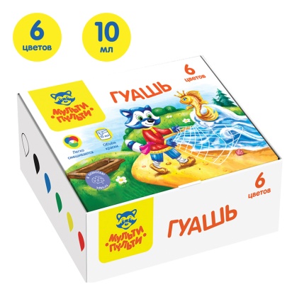 Гуашь Мульти-Пульти "Енот в сказке", 06 цветов, 10мл, картон ГК_42057