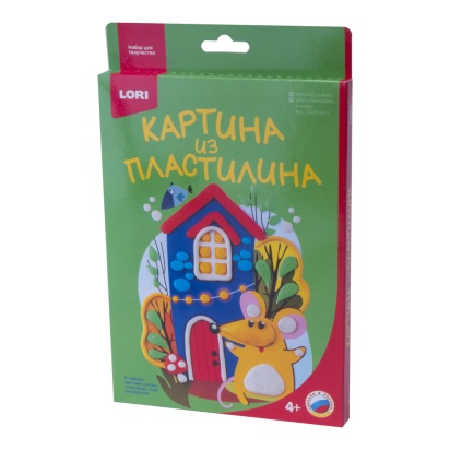 Картина из пластилина "Мышка у домика" Пз/Пл-012
