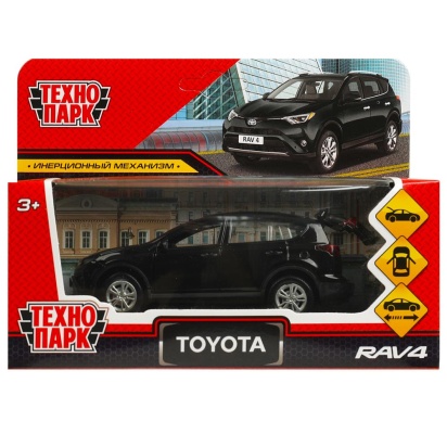 Машина металл TOYOTA RAV4 12 см, двери, багажн, инерц. черный ,  кор. Технопарк RAV4-12-BK