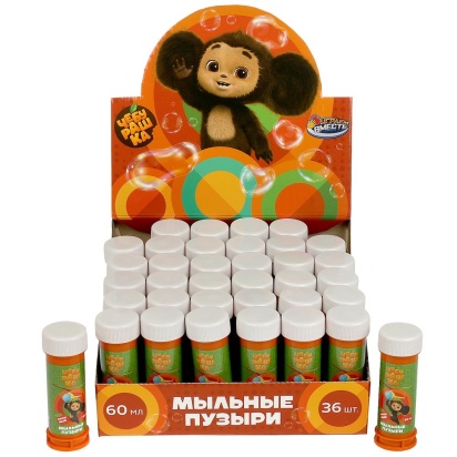 Мыльные пузыри Чебурашка 60мл, дисп.23*23*11см ИГРАЕМ ВМЕСТЕ   01087-60ЭД