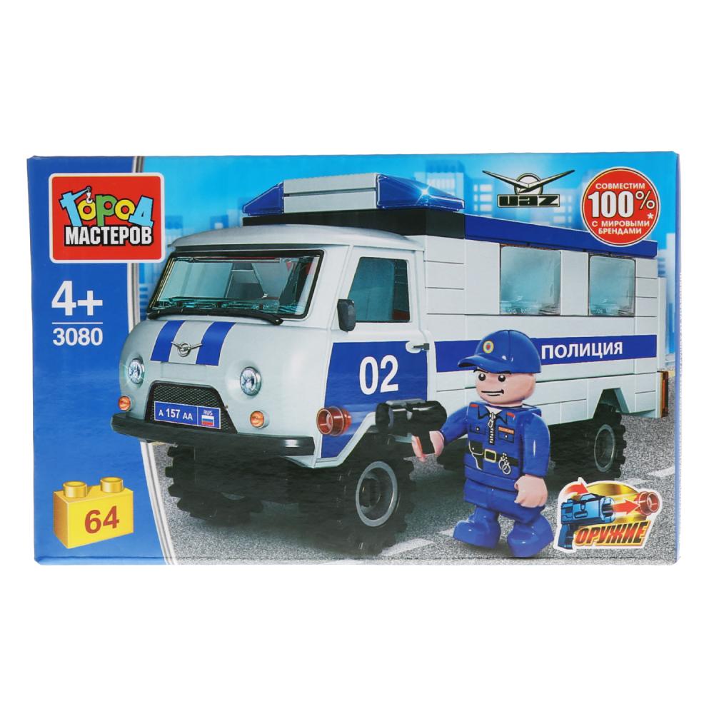 Конструктор "город мастеров" полиция: уаз 452, с фигуркой, 64дет. SB-3080