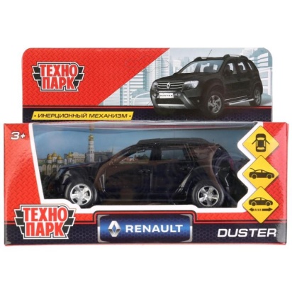 Машина металл "RENAULT DUSTER" 12см, открыв. двери, инерц, черный в кор. Технопарк, DUSTER-BK