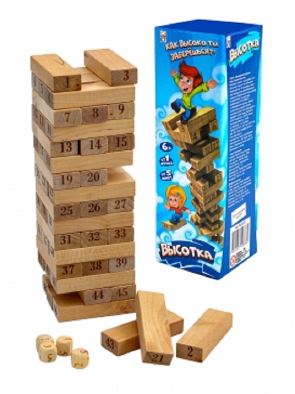 Деревянная игрушка. Игра "Башня. Высотка" (25см). Арт. ИД-0373