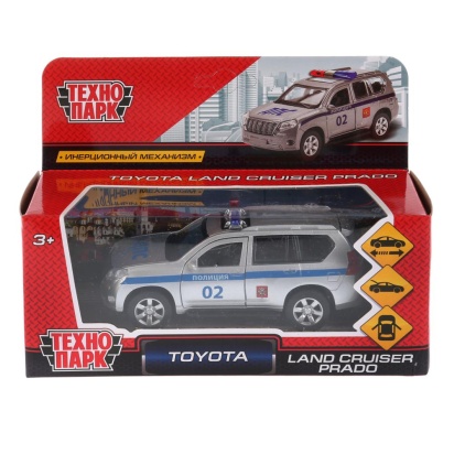 Технопарк. Машина металл "TOYOTA PRADO ПОЛИЦИЯ", длина 12 см, откр дв, багаж, инерц. PRADO-P