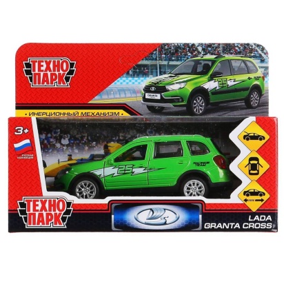 Машина металл LADA GRANTA CROSS СПОРТ 12 см, двер, баг, инерц, зеленый, кор. Технопарк , GRANTACRS-1