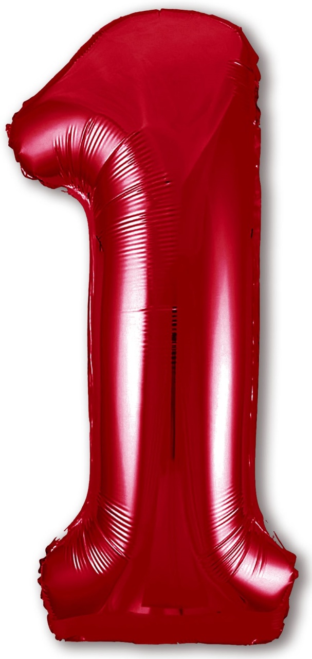 Шар (40''/102 см) Цифра, 1, Slim, Красный, в упаковке 1 шт. 756270