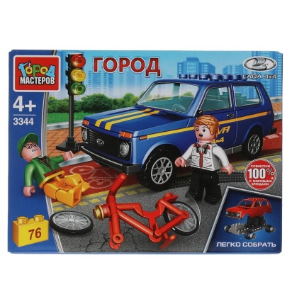 Конструктор LADA 4х4: авария с велосипедистом, 76 дет. (легко собрать) Город мастеров 3344-CY