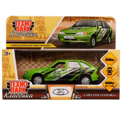 Машина металл LADA -2114 "SAMARA" СПОРТ, 12 см, двер, баг, ин, зеленый, кор. Технопарк 2114-12SRT-GN