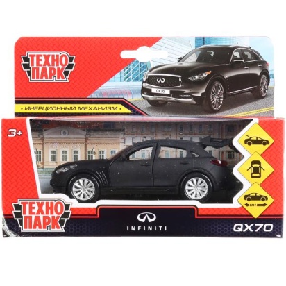 Машина металл INFINITI QX70 МАТОВЫЙ 12 см, двери, багаж, инер, черный, кор. Технопарк QX70-12MAT-BK