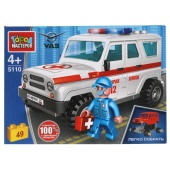 UAZ конструктор uaz HUNTER СКОРАЯ ПОМОЩЬ, 49 дет. (легко собрать) Город мастеров SB-5110