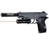Пистолет черный с лазер. прицелом, с глушителем P2118-D , 1B00117