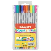 Фломастеры Luxor "Color Stick", 10цв., смываемые, ПВХ, европодвес 6101А/10 WT