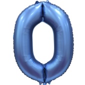 Шар (34''/86 см) Цифра, 0, Синий, Сатин,131050
