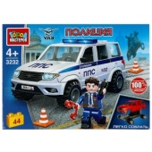 UAZ конструктор uaz patriot ПОЛИЦИЯ, 44 дет. Город мастеров SB-3232