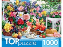 TOPpuzzle. ПАЗЛЫ 1000 элементов. ХТП1000-2174 Летний натюрморт и шляпа