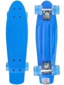 Пенниборд (56х14х10) дека пластик, основа алюм., колеса ПУ со светом, синий (Арт. WX-201B)