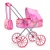 Коляска для кукол "Радуга" металлич., прогулочная с капюшоном и сумкой, цвет роз. YZ920-5 / 452789
