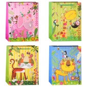 Пакет подарочный бумажный "Jungle" вертикальный, размер 26x32x10 см, с блестками и объемными деталям