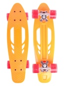 Скейтборд пластик,основа аллюм.,(56х15х10)(колеса ПУ 60мм со светом,оранжевый) (Арт.HB210805-3O)