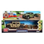 Машина металл HUMMER h1 вс ПИКАП, 11 см, дв., баг., инер.+пушка, кор Технопарк   SB-18-09-H1+CANNON-