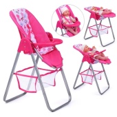 Стульчик для кукол металл., со столиком и корзиной, цвет розовый,     9697A  / 450719