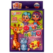 Весёлые фанты/Мемо. Животные. Карточная игра 2 в 1. 138х170х40 мм. Умные игры 328971