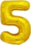 Шар (34''/86 см) Цифра, 5, ЭКО, Золото, 29685