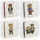 Пакет подарочный "Стильные мишки" (микс) 18*23*10 210г 1/20 1/360 000116Е