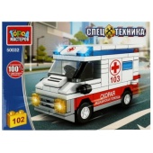 Конструктор машина скорой помощи, 102 дет. Город мастеров 50032-PZ