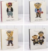 Пакет подарочный "Стильные мишки" (микс) 26*32*13 210г 1/20 1/240 000116С