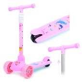 Самокат 3-х кол., розовый, нагрузка 30кг, PU, ABEC 7  U038228Y / 385687