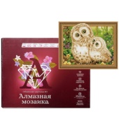 Алмазная мозаика 3D с нанесенной рамкой 40х50 "Совушка" (28 цветов)  KM0735 / 516938